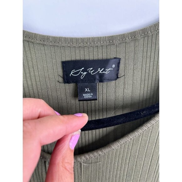 NWOT Sky Wright olive green ribbed dress size Xl - Picture 4 of 6